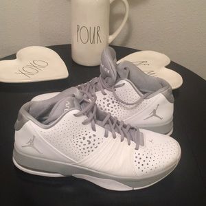 White and gray Jordan’s